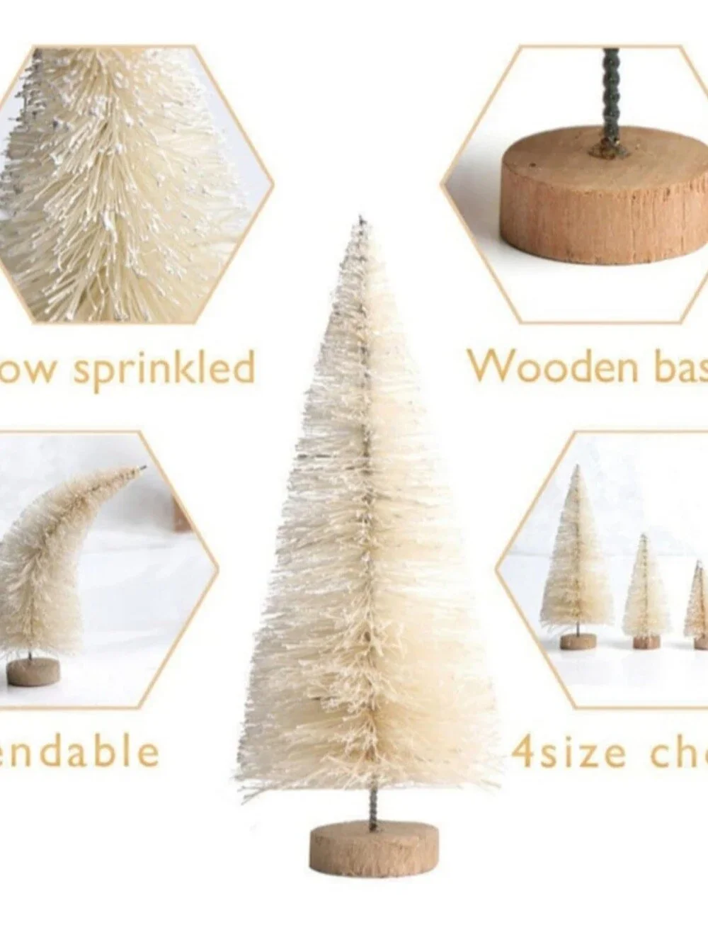 Neutral Ivory Bottle Brush Christmas Tree Set - Home Holiday. 8 Piece Set. NEW.